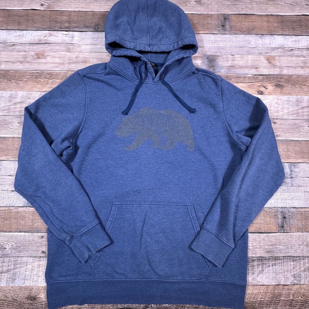 The North Face Mens XL Blue California Bear Graphic Pullover Hoodie Sweatshirt